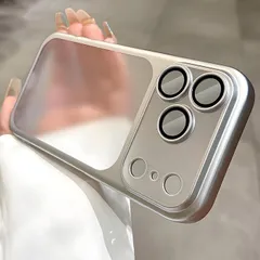 アイフォン 16 17 ケース MagSafe 対応 極薄 マットクリア レンズ完全覆い一体型 ストラップホール付き おしゃれ 銀