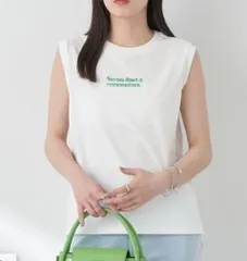 【タグ付】earth music&ecology ノースリーブロゴT オフホワイト 白 アース タンク インナー【S】