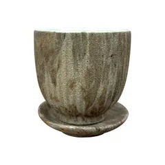 新品 植木鉢 おしゃれ ストーンポット RR607-075 2.5号(7.5cm) 鉢底穴有り 受け皿付き 陶器鉢 ベージュ