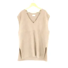 美品 GREEN LABEL RELAXING グリーンレーベルリラクシング 3618-119-2448 ヘアリーニット ベスト ウール他 モカ フォックス混 Vネック ニットトップス レディース AU3716A2 