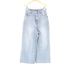 美品 Arpege story アルページュストーリー 12374580 ワイドデニムパンツ 0 コットン100％ フルレングス インディゴ レディース AY7682A77 