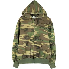 古着 90年代 Orig.Equip 迷彩柄 ウッドランドカモ スウェットフルジップパーカー USA製 メンズXL相当/eaa607407