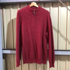 1472 L.L.Bean ハーフジップセーター レッド L エルエルビーン ニット ワッフル編み 無地 カシミア 古着卸 アメリカ仕入