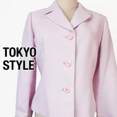 【美品】東京スタイル テーラードジャケット ラメ入り ピンク ツイード調 3ボタン 袖折り返し 裏地付き セレモニー 入学式 卒業式 結婚式 フォーマル オフィス 通勤 春 レディース M L 上品 華やか 古着