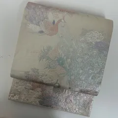 袋帯 正絹 煌めく 孔雀 美しい加工 六通 MA-3131