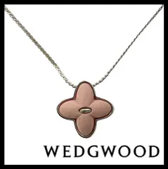 U【WEDGWOOD】フラワー/花 モチーフ ネックレス シルバーカラー ピンク ペンダント ウェッジウッド (57634N4a①)
