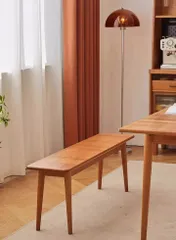 MU RONG ダイニングベンチ アメリカンチェリー無垢材 レストラン カフェ 商業用 頑丈 耐荷重150kg 天然木 高級ベンチ 2人掛け (チェリーウッド,  100x30x44cm)