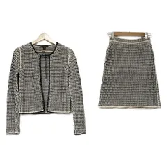 LOUIS VUITTON(ルイヴィトン) スカートスーツ レディース美品  - RW171A OQT FBKZ14 アイボリー×黒 ニット/ノーカラー