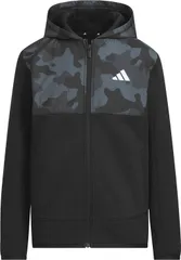 アディダス adidas キッズ マストハブ カモ レギュラーフィット フリーススウェット フルジップパーカー 子ども キッズ トップス スポーティー ドライ カモ柄 迷彩  QB244 KA1325 ブラック