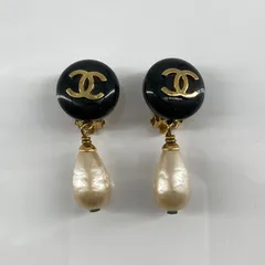 CHANEL（シャネル）ココマーク　フェイクパール　イヤリング　ヴィンテージ　94・A　ブラック