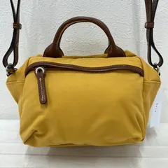8413　SAZABY　サザビー　2WAY　ショルダーバッグ　ハンドバッグ　ブラウン　イエロー　キャンバス　レザー　レディース　小さめ　ミニ　シンプル　カジュアル