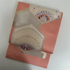 袋帯 正絹 西陣織物 唐織 銀糸織込み 亀甲 孔雀 六通 MA-3134