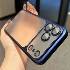 アイフォン 16 17 ケース MagSafe 対応 極薄 マットクリア レンズ完全覆い一体型 ストラップホール付き おしゃれ ネイビー