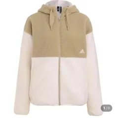 アディダス フリース フード ジップアップ ベージュ アイボリー