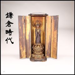 送料無料 江戸期 組み立て式金蒔絵舎利殿＆観音菩薩立像 本物保証厨子