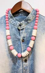 ネックレス　vintage ピンク　白　プラスチック