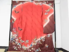 MP-00156 豪華振袖　花蝶文　暈し染め　金彩　正絹　逸品