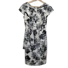 JUSGLITTY(ジャスグリッティー) ワンピース サイズ1 S レディース - 白×グレー×黒 クルーネック/半袖/ひざ丈/花柄