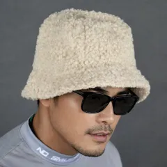 送料無料 アウトレット サンプル品 ベージュ サイズ調整可能 ロゴ刺繍 ボアフリース ユニセックス ゴルフバケットハット ゴルフウェア メンズ レディース キャップ 秋冬 防寒 ツバ 無地 ワンポイント アクセサリー 日除け パシャ売り S-S