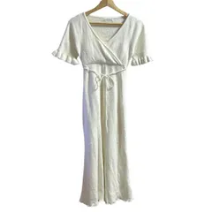 snidel(スナイデル) ワンピース サイズF レディース - 白 半袖/ロング/フリル/HOME