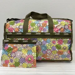 8416　LeSportsac レスポートサック　2WAY　ボストンバッグ　旅行用バッグ　トラベルバッグ　大きめ　大容量　軽量　カジュアル　シンプル　花柄　フラワー　カーキ　オリーブ　グリーン　キャラクター　レディース