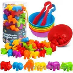 【新品?未使用】 子供用カラフル動物分類おもちゃセット動物のおもちゃのマッチングゲーム★仕分けボウル付き★幼児学習活動★教育的感覚運