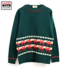 70s イギリス製 vintage ノルディック柄 ウール ニットセーター メンズ Sサイズ相当