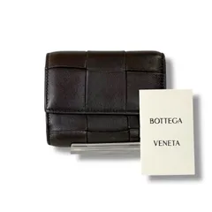 ボッテガヴェネタ　BOTTEGA VENETA コンパクトウォレット　ブラウン　カセット　マキシイントレチャートレザー