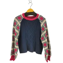 メルロー merlot  クロシェ ジャガードスリーブニット レディース FREE 