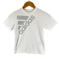 美品 adidas アディダス ブランドロゴ 春夏 SS 半袖Tシャツ ポリエステル ホワイト レディース 120【古着】【中古】【送料無料】