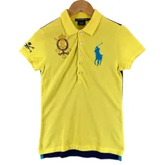 美品 RALPH LAUREN SPORT ラルフローレンスポーツ ブランドロゴ 春夏 SS ポロシャツ コットン イエロー レディース S【古着】【中古】【送料無料】