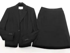 NATURAL BEAUTY ナチュラルビューティー ウール100% セットアップ ジャケット スカート スーツ size上38 下36/黒 ◇■ レディース