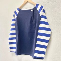 ARPENTEUR フランス製 バイカラー カットソー ロンT 生成り 紺 XS 