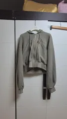 (断捨離)カーキ クロップド ニット ジップアップ