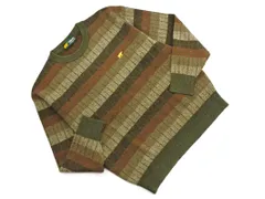 Golden Bear ゴールデンベア ウール混 ロゴ 総柄 ニット セーター sizeL/茶x緑 ◇■ メンズ