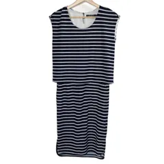 RalphLauren(ラルフローレン) ワンピース サイズXXS XS レディース - ダークネイビー×白 クルーネック/ノースリーブ/ひざ丈/ボーダー