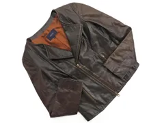 SHIPS シップス 本革 レザー ノーカラー ライダース ジャケット sizeS/茶 ◇■ レディース