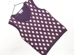 NEWYORKER ニューヨーカー ウール100% チェック 切替 ニット ベスト sizeM/紫 ◇■ レディース