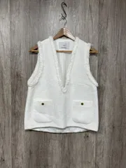 INED イネド 日本製 ツイードベスト ベスト size7/白 ■◇ レディース