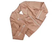 新品 AND COUTURE アンドクチュール フェイクレザー ライダース ジャケット size38/キャメル ◇■ レディース