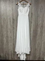 B’SWEET ウエディングドレス シフォン レース Aライン ワンピース sizeXS/白 ■■ レディース