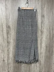 RESEXXY フリンジチェックタイトスカート ロング スカート sizeF/白ｘ黒 ◆■ レディース