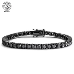 【希少モデル】ブラックモアサナイト×S925 テニスチェーンブレスレット｜GRA鑑定書付