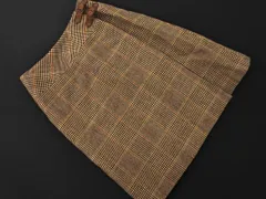 ROPE ロペ ウール100% チェック 巻き ラップ スカート size63/茶 ◇■ レディース