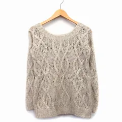 リエンダ rienda セーター ニット 長袖 丸首 柄編み 切替リブ ウール混 FREE ベージュ /HT3