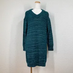 未使用【ユニクロU】チュニック　ニット ワンピース　緑　S　カラーミックス　オーバーサイズ ユニクロユー　綿　Y2K　フェアリーグランジ