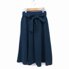 ビス ViS フレアスカート ロング 無地 シンプル リボン M ディープグリーン 深緑 /FT30