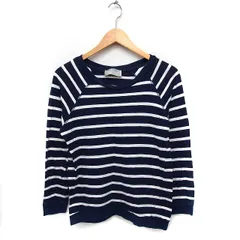 ザラ トラファルック ZARA Trafaluc ボーダー ニット セーター 長袖 ボートネック コットン 綿 S ネイビー 紺 /FT39