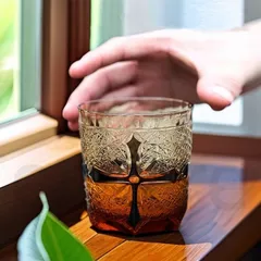 江戸切子 手彫り 水晶ガラス コップ 250ml 木箱入 ウイスキー タンブラー ギフト 贈答品 十字架ブラック