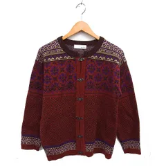 リリーブラウン Lily Brown フェアアイル柄 カーディガン ニット リブ ウール混 ワイド 長袖 F 茶 ブラウン /NT12